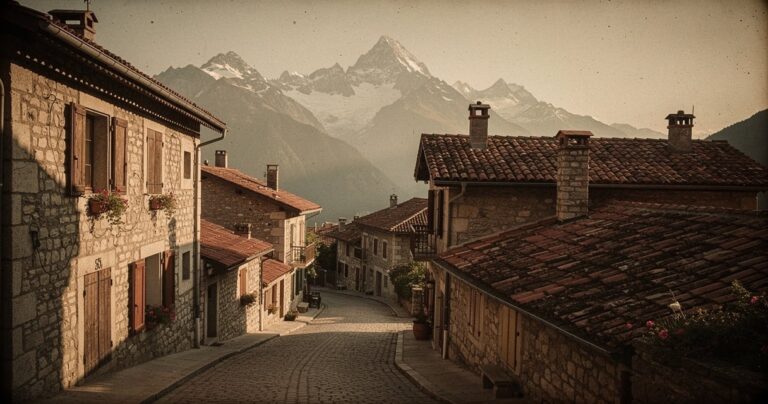 Village alpin du Sud-Est de la France dans les années 1940
