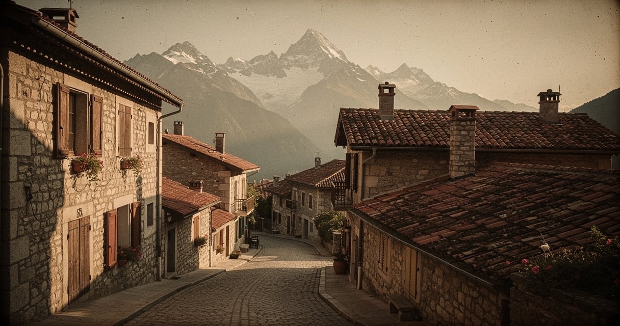Village alpin du Sud-Est de la France dans les années 1940