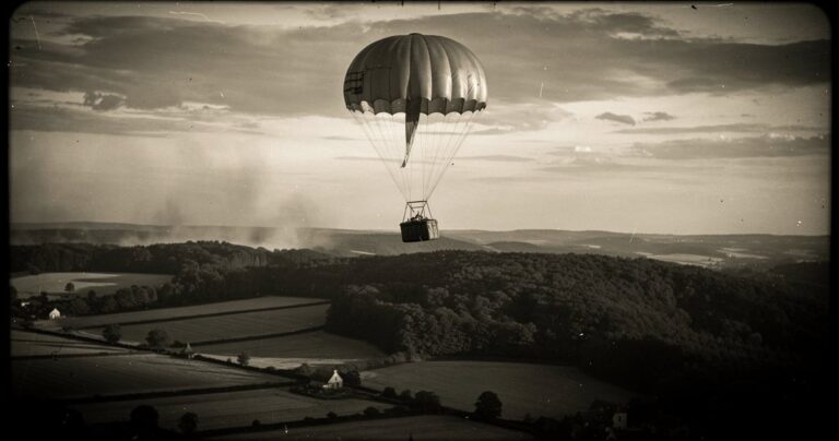 Container parachuté au-dessus d'un terrain de réception des maquis français en 1944