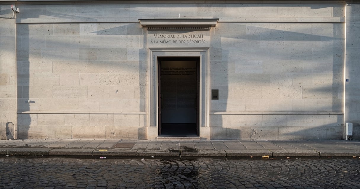 Façade du Mémorial de la Shoah à Paris dans le quartier du Marais